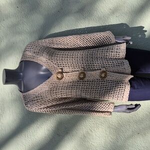 KEREN hart (India) Ladies Vintage Tan Crochet See-Thru Sweater Jacket